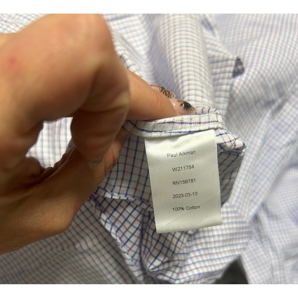 Ledbury Mens Dress Shirt Gingham Check Pattern Blue White Long Sleeve Button - Picture 3 of 11